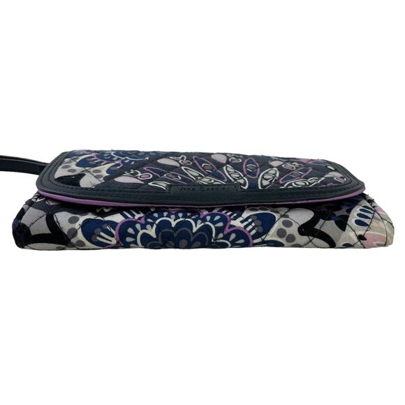 Vera Bradley Navy Purple Womens Quilted Floral Wallet Wristlet Coin Purse Bag - Picture 13 of 16